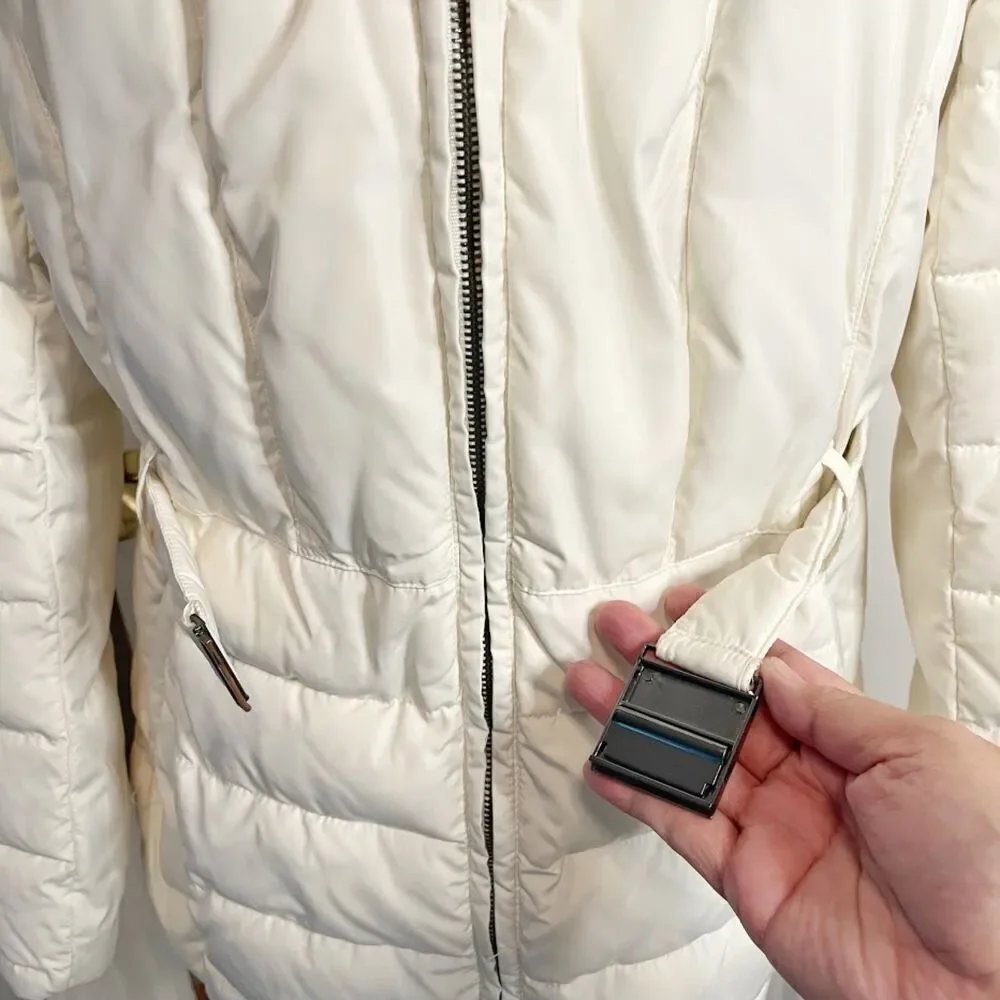 Bar III Quilted Puffer Faux Fur Hooded Belted Lined Pocket Parka Coat - Picture 13 of 16